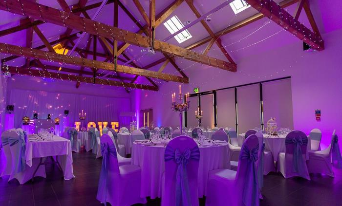 The Coach House set up as a wedding reception.